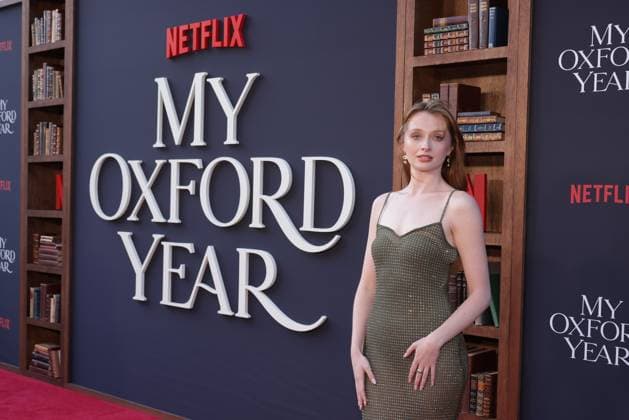 LOS ANGELES, CA - JULY 24: Poppy Gilbert at the NETFLIX Los Angeles premiere of My Oxford Year on July 24, 2025 at the Tudum Theater in Los Angeles, California. Copyright: xMediaPunchx