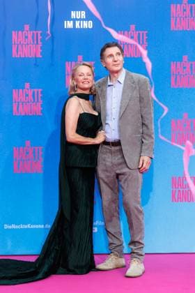 Premiere - Die Nackte Kanone Pamela Anderson und Liam Neeson bei der Deutschlandpremiere von Die Nackte Kanone im UCI Luxe East Side Gallery Kino am 24.07.2025 in Berlin. Copyright: xEventpressxKochanx