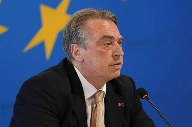 Europe Day reception held in Turkish capital ANKARA, TURKIYE - MAY 8: Head of European Union (EU) Delegation to Turkiye, Ambassador Thomas Hans Ossowski delivers a speech at the press conference to mark Europe Day on May 9, at CerModern in Ankara, Turkiye on May 8, 2025. A digital photo exhibition titled Our Common Heritage, and a reception were also held within the event. Ankara Turkey. Editorial use only. Please get in touch for any other usage.  Copyright: x2025xAnadoluxDilaraxÄ°remxSancarx