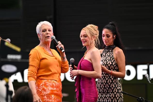 July 24, 2025, Mexico City, Ciudad de Mexico, Mexico: Lindsay Lohan and Jamie Lee Curtis are interview during the purple carpet for Freakier Friday movie at Cinepolis Toreo Parque Central. on July 24, 2025 in Mexico City, Mexico. Mexico City Mexico - ZUMAe321 20250724_zea_e321_025 Copyright: xCarlosxTischlerx