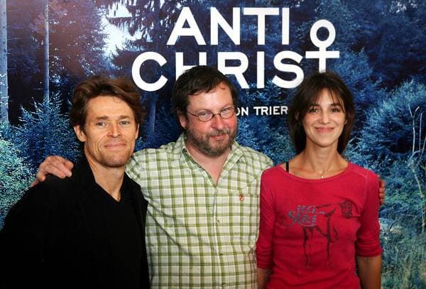 Willem Dafoe, Lars von Trier, Charlotte Gainsbourg at a photocall for the movie Anti Christ which is currently beeing filmed in Germany Eitorf- , Irlenborn, Germany WENN 2067767.jpg