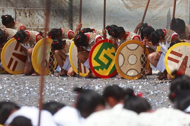 Mass performance for Mexico Tenochtitlan anniversary in Mexico City MEXICO CITY, MEXICO - JULY 26: Dancers and actors take part in a mass performance marking the 700th anniversary of the foundation of Mexico -Tenochtitlan, at Zocalo main square, in Mexico City, Mexico on July 26, 2025. Daniel Cardenas Anadolu Mexico City Mexico. Editorial use only. Please get in touch for any other usage.  Copyright: x2025xAnadoluxDanielxCardenasx