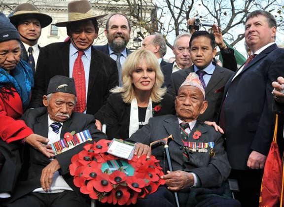 Joanna Lumley, Tul Bahadur Pun joins a demonstration on Parliament Square before presenting a Gurkha petition to 10 Downing Street. London, England - 20.11.08, London, United Kingdom Daniel Deme WENN 2181670.jpg