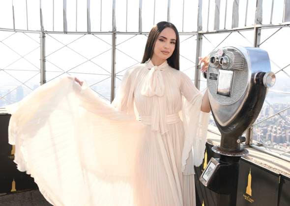 NEW YORK, NY- JULY 28: Sofia Carson at the Empire State Building promoting the Release of Upcoming Netflix Film My Oxford Year on July 28, 2025 in New York City. Copyright: xMediaPunchx
