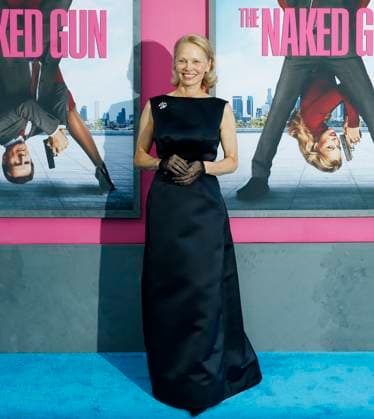 Pamela Anderson arrives on the red carpet for Paramount Pictures The Naked Gun Premiere at the SVA Theatre on Monday, July 28, 2025 in New York City.  NYP20250729301 JOHNxANGELILLO