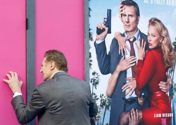 Liam Neeson arrives on the red carpet for Paramount Pictures The Naked Gun Premiere at the SVA Theatre on Monday, July 28, 2025 in New York City.  NYP20250729314 JOHNxANGELILLO
