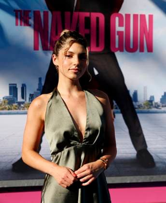 Megan Eugenio arrives on the red carpet for Paramount Pictures The Naked Gun Premiere at the SVA Theatre on Monday, July 28, 2025 in New York City.  NYP20250729332 JOHNxANGELILLO
