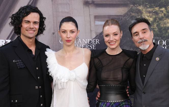 28 July 2025 . Los Angeles, California - Jamie Roy, Hermione Corfield, Harriet Slater, Michelle Saniei At Outlander: Blood of my Blood Premiere Event held at DGA Theater Complex in Los Angeles. Los Angeles USA - ZUMAa123 20250728_zaa_a123_147 Copyright: xFSx