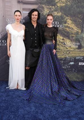 28 July 2025 . Los Angeles, California - Hermione Corfield, Jamie Roy, Harriet Slater At Outlander: Blood of my Blood Premiere Event held at DGA Theater Complex in Los Angeles. Los Angeles USA - ZUMAa123 20250728_zaa_a123_048 Copyright: xFSx