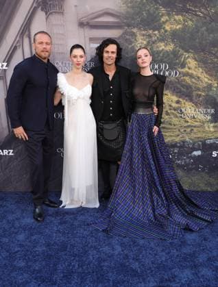 28 July 2025 . Los Angeles, California - Sam Heughan, Hermione Corfield, Jamie Roy, Harriet Slater At Outlander: Blood of my Blood Premiere Event held at DGA Theater Complex in Los Angeles. Los Angeles USA - ZUMAa123 20250728_zaa_a123_113 Copyright: xFSx