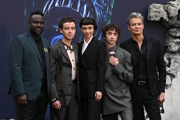 Babou Ceesay, Alex Lawther, Sydney Chandler, Samuel Blenkin and Timothy Olyphant attends Alien: Earth European Premiere at the Barbican Centre in London, England. UK. Tuesday 29th July 2025. Copyright: xJamesxWarrenx adycq049