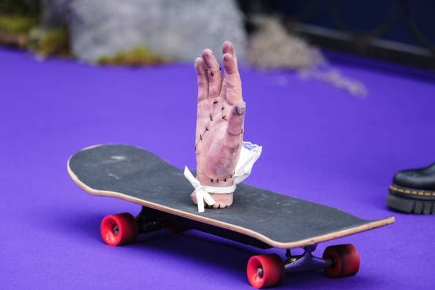 Wednesday Season 2, Part 1 Global Premiere on Wednesday 30 July 2025 Thing on a skateboard seen at the Wednesday Season 2, Part 1 Global Premiere on Wednesday 30 July 2025 at The Methodist Central Hall, London. xx Details xx. Picture, Credit:Julie Edwards Avalon  Copyright: xJuliexEdwardsx xAvalonx 1026823046