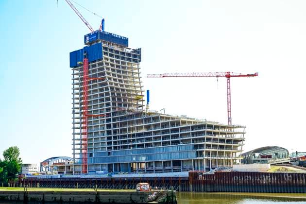 Bauprojekt Elbtower, Baustelle in der Hafencity von Hamburg, Deutschland