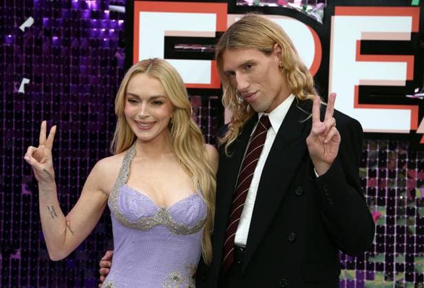 UK premiere of Freakier Friday Lindsay Lohan and Ludovic de Saint Sernin at the UK premiere of Freakier Friday, held at Odeon Luxe Leicester Square in London. London Odeon Luxe Leicester Square UK Copyright: xFredxDuvalx