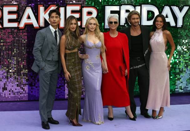 UK premiere of Freakier Friday Manny Jacinto, Julia Butters, Lindsay Lohan, Jamie Lee Curtis, Chad Michael Murray and Sophia Hammons at the UK premiere of Freakier Friday, held at Odeon Luxe Leicester Square in London. London Odeon Luxe Leicester Square UK Copyright: xFredxDuvalx