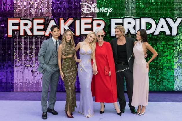 Freakier Friday UK Premiere in London LONDON, UNITED KINGDOM - JULY 31: Manny Jacinto, Julia Butters, Lindsay Lohan, Jamie Lee Curtis, Chad Michael Murray and Sophia Hammons attend the UK premiere of Disney s Freakier Friday at Odeon Luxe in Leicester Square in London, United Kingdom on July 31, 2025. Wiktor Szymanowicz Anadolu London United Kingdom. Editorial use only. Please get in touch for any other usage.  Copyright: x2025xAnadoluxWiktorxSzymanowiczx