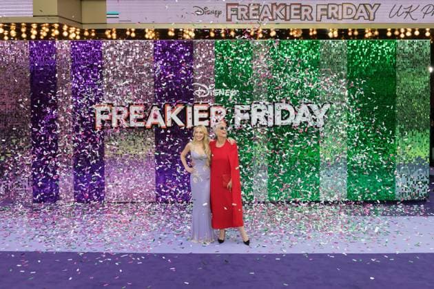 Freakier Friday UK Premiere in London LONDON, UNITED KINGDOM - JULY 31: Lindsay Lohan and Jamie Lee Curtis react as the confetti is released during the UK premiere of Disney s Freakier Friday at Odeon Luxe in Leicester Square in London, United Kingdom on July 31, 2025. Wiktor Szymanowicz Anadolu London United Kingdom. Editorial use only. Please get in touch for any other usage.  Copyright: x2025xAnadoluxWiktorxSzymanowiczx
