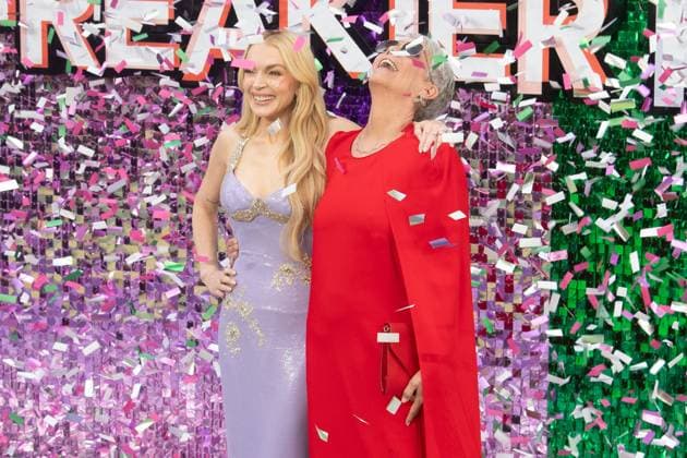 Freakier Friday UK Premiere Arrivals at Odeon Luxe, Leicester Square, London, UK (L-R) - Lindsay Lohan and Jamie Lee Curtis attends The Freakier Friday UK Premiere at Odeon Luxe, Leicester Square, London, England, UK on Thursday 31 July, 2025., Credit:Justin Ng Avalon UK, England, London, Odeon Luxe, Leicester Square Copyright: xJustinxNgx xAvalonx 1027011070