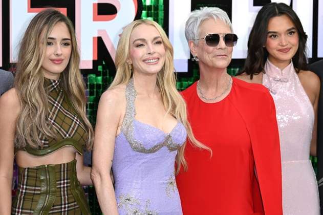 Julia Butters, Lindsay Lohan, Jamie Lee Curtis und Sophia Hammons bei der Premiere des Kinofilms Freakier Friday im Odeon Luxe Leicester Square. London, 31.07.2025