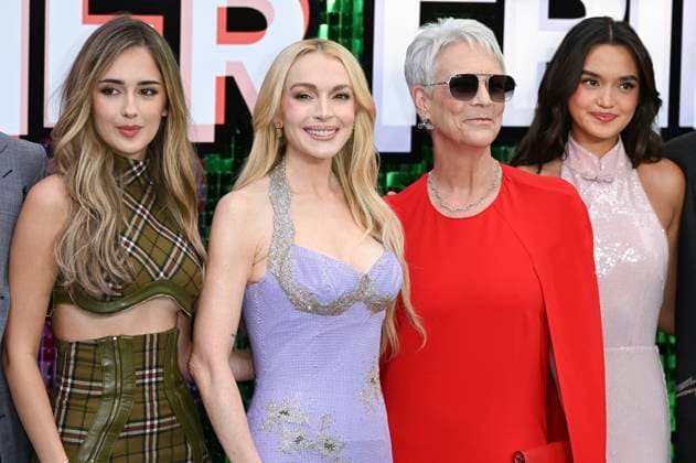 Julia Butters, Lindsay Lohan, Jamie Lee Curtis und Sophia Hammons bei der Premiere des Kinofilms Freakier Friday im Odeon Luxe Leicester Square. London, 31.07.2025