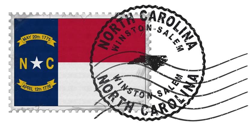 North Carolina Winston Salem Briefmarke Nationalflagge und Poststempel - Bildmontage North Carolina Winston Salem Stamp with National Flag and Postmark (License=RF) Copyright: xZoonar.com AleksandarxVukicevicx 23807786