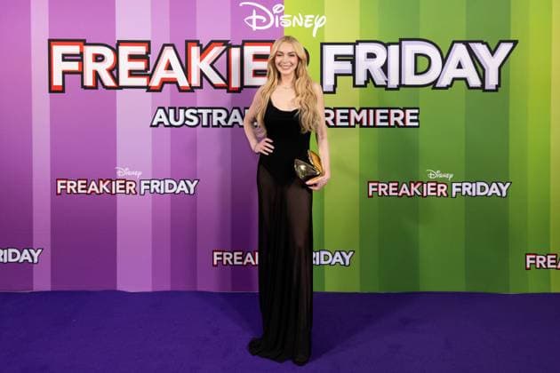 FREAKIER FRIDAY AUSTRALIAN PREMIERE, Lindsay Lohan poses for a photo during the Australian premiere of Disney™s Freakier Friday at Westfield Bondi Junction in Sydney, Tuesday, August 5, 2025. ( NO ARCHIVING SYDNEY NEW SOUTH WALES AUSTRALIA  Copyright: xSTEVENxMARKHAMx 20250805120247409663