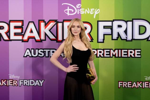 FREAKIER FRIDAY AUSTRALIAN PREMIERE, Lindsay Lohan poses for a photo during the Australian premiere of Disney™s Freakier Friday at Westfield Bondi Junction in Sydney, Tuesday, August 5, 2025. ( NO ARCHIVING SYDNEY NEW SOUTH WALES AUSTRALIA  Copyright: xSTEVENxMARKHAMx 20250805178830274319