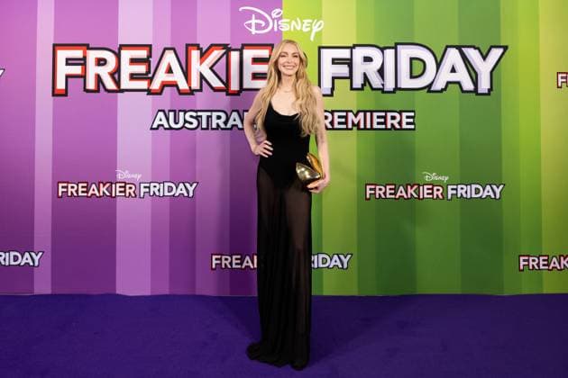 FREAKIER FRIDAY AUSTRALIAN PREMIERE, Lindsay Lohan poses for a photo during the Australian premiere of Disney™s Freakier Friday at Westfield Bondi Junction in Sydney, Tuesday, August 5, 2025. ( NO ARCHIVING SYDNEY NEW SOUTH WALES AUSTRALIA  Copyright: xSTEVENxMARKHAMx 20250805193062445234