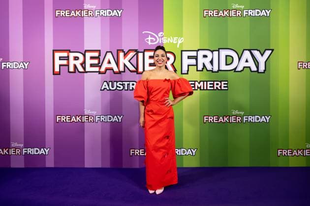 FREAKIER FRIDAY AUSTRALIAN PREMIERE, Mel Tracina poses for a photo during the Australian premiere of Disney™s Freakier Friday at Westfield Bondi Junction in Sydney, Tuesday, August 5, 2025. ( NO ARCHIVING SYDNEY NEW SOUTH WALES AUSTRALIA  Copyright: xSTEVENxMARKHAMx 20250805171518617031