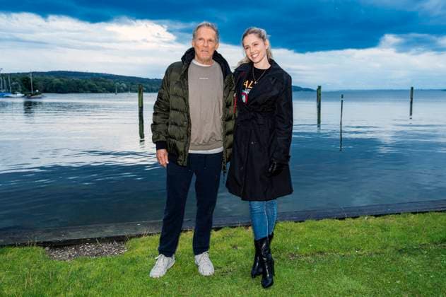 Christian Tramitz und Mitsou Jung bei der Premiere von zwei neuen Folgen der ARD-Vorabendserie Hubert ohne Staller auf dem Open Air Starnberg 2025 im Open Air Kino im Seebad. Starnberg, 05.08.2025