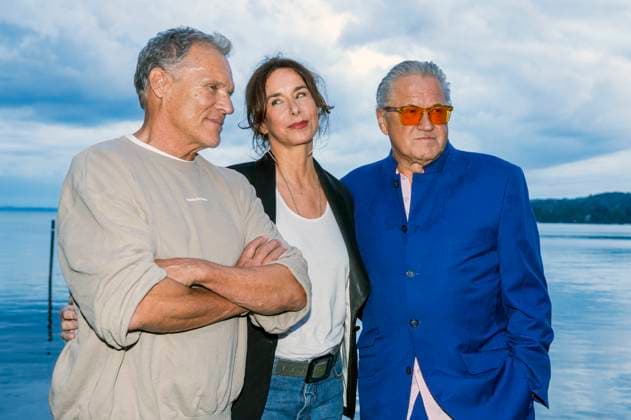 Christian Tramitz, Katharina Müller-Elmau and Michael Brandner bei der Premiere von zwei neuen Folgen der ARD-Vorabendserie Hubert ohne Staller auf dem Open Air Starnberg 2025 im Open Air Kino im Seebad. Starnberg, 05.08.2025