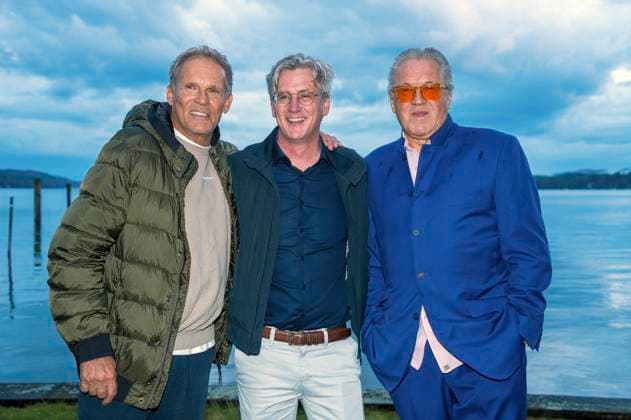 Christian Tramitz, Matthias Helwig und Michael Brandner bei der Premiere von zwei neuen Folgen der ARD-Vorabendserie Hubert ohne Staller auf dem Open Air Starnberg 2025 im Open Air Kino im Seebad. Starnberg, 05.08.2025