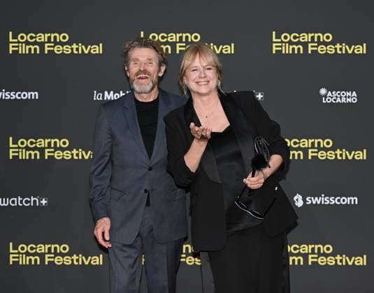 Locarno,Swiss Locarno Film Festival 2025 Photocall red carpet In the photo:Willem Dafoe,Emma Suarèz cast film The Birthday Party  Copyright: xNickxZonnax xipa-agency.netx xNickxZonnax IPA_Agency_IPA61891761