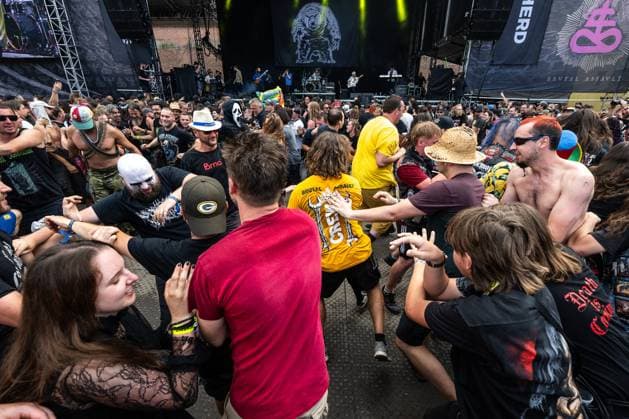 Czech band Hentai Corporation fans at the 28th Brutal Assault extreme music festival in Josefov fortress near Jaromer, Nachod district, Hradec Kralove Region, Czech Republic, August 8, 2025. (CTKxPhoto DavidxTanecek) CTKPhotoP2025080805530  CTKPhotoP2025080805530