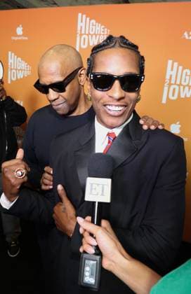 NEW YORK, NY - AUGUST 11: Denzel Washington and A$AP Rocky at the Highest 2 Lowest Premiere at Brooklyn Academy of Music on August 11, 2025 in New York City. Copyright: xWalikxGoshornx