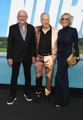 HOLLYWOOD, CA - AUGUST 11: Christopher Lloyd, Bob Odenkirk and Sharon Stone at the premiere of Universal Pictures ˜Nobody 2 at TCL Chinese Theatre on August 11, 2025 in Hollywood, California. Copyright: xJeffreyxMayerx