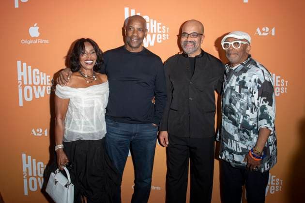 August 11, 2025, New York, United States: (L-R) Pauletta Washington, Denzel Washington, Jeffrey Wright and Spike Lee attend the Highest 2 Lowest New York Premiere at Brooklyn Academy of Music. New York United States - ZUMAs197 20250811_aaa_s197_235 Copyright: xRonxAdarx