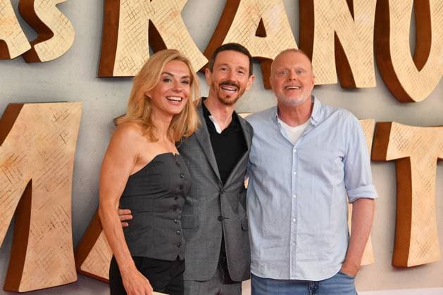 Inga Leschek, Oliver Berben und Stefan Raab bei der öDas Kanu des Manitu Film Premiere am 12.08.2025 in Muenchen öDas Kanu des Manitu Filmpremiere in Muenchen
