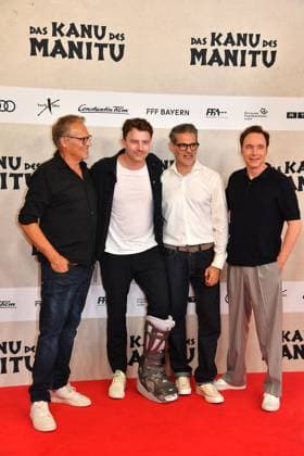 Christian Tramitz, Friedrich Muecke, Rick Kavanian und Michael Bully Herbig bei der öDas Kanu des Manitu Film Premiere am 12.08.2025 in Muenchen öDas Kanu des Manitu Filmpremiere in Muenchen
