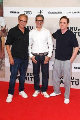 Christian Tramitz, Rick Kavanian, Michael Bully Herbig bei der Weltpremiere des Kinofilms DAS KANU DES MANITU im Mathäser Filmpalast in München am 12.08.2025