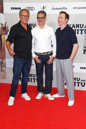 Christian Tramitz, Rick Kavanian, Michael Bully Herbig bei der Weltpremiere des Kinofilms DAS KANU DES MANITU im Mathäser Filmpalast in München am 12.08.2025