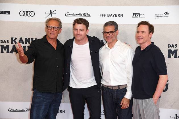 Christian Tramitz, Friedrich Mücke, Rick Kavanian, Michael Bully Herbig bei der Weltpremiere des Kinofilms DAS KANU DES MANITU im Mathäser Filmpalast in München am 12.08.2025