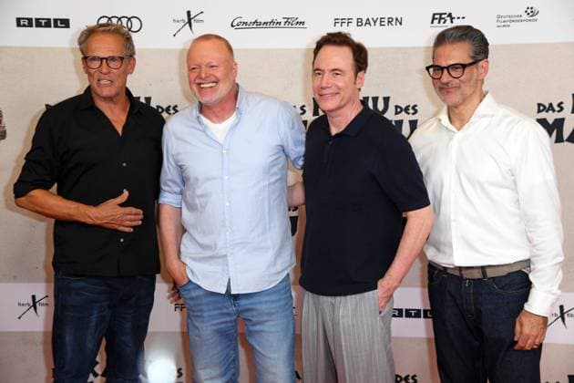 Christian Tramitz, Stefan Raab, Michael Bully Herbig, Rick Kavanian bei der Weltpremiere des Kinofilms DAS KANU DES MANITU im Mathäser Filmpalast in München am 12.08.2025