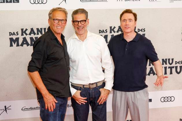 Weltpremiere Das Kanu des Manitu in München München, 12.8.2025 Christian Tramitz, Rick Kavanian und Michael Bully Herbig bei der Weltpremiere von Das Kanu des Manitu im im Mathäser Filmpalast in München Bayern Copyright: xMatthiasxGränzdörferx