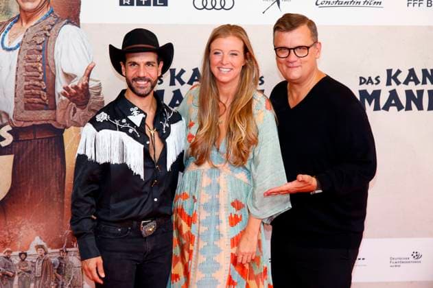 Daniele Rizzo, Nina Eichinger und Torsten Koch bei der Premiere des Kinofilms Das Kanu des Manitu im Mathäser Filmpalast. München, 12.08.2025