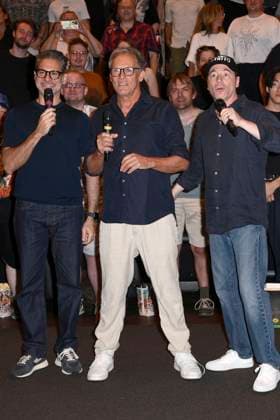 Rick Kavanian, Christian Tramitz und Michael Bully Herbig beim Screening des Kinofilms Das Kanu des Manitu im UCI Luxe East Side Gallery. Berlin, 14.08.2025