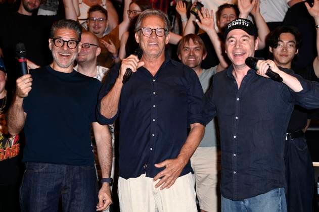 Rick Kavanian, Christian Tramitz und Michael Bully Herbig beim Screening des Kinofilms Das Kanu des Manitu im UCI Luxe East Side Gallery. Berlin, 14.08.2025
