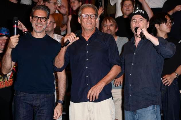 Rick Kavanian, Christian Tramitz und Michael Bully Herbig beim Screening des Kinofilms Das Kanu des Manitu im UCI Luxe East Side Gallery. Berlin, 14.08.2025