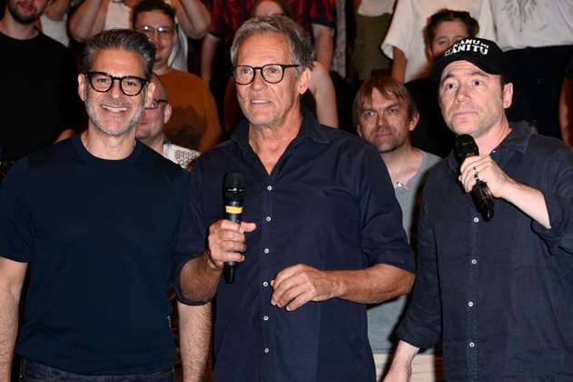 Rick Kavanian, Christian Tramitz und Michael Bully Herbig beim Screening des Kinofilms Das Kanu des Manitu im UCI Luxe East Side Gallery. Berlin, 14.08.2025
