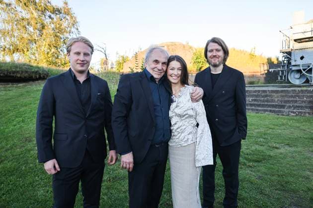 Forpremiere av filmen Blücher Oscarsborg 20250815. Skuespiller Odin Waage, Bjorn Sundquist og Andrea Berntzen sammen med regissor Daniel Fahre er invitert til utendors filmvisning av den nye norske storfilmen Blücher pa Oscarsborg festning. Foto: Geir Olsen NTB Oscarsborg Norge rLo_nwcOsms EDITORIAL USE ONLY Ref:_ENTrLo_nwcOsms.jpg Copyright: xGeirxOlsenx xNTBx
